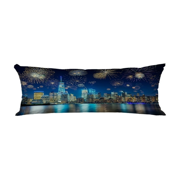 ABPHQTO Colorful Fireworks Above New York City Cityscape Body Pillow Covers Pillow Case Protector Pillowcase 20x60 Inch