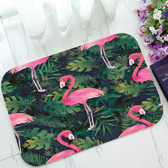 ABPHQTO Colorful Flamingo Tropical Leaves Doormat Entrance Rug Area Rug Floor Mat Home Decor 23.5x16.7 Inch