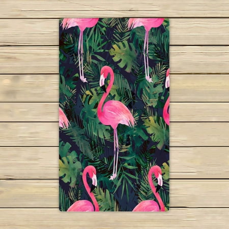 ABPHQTO Colorful Flamingo Tropical Leaves Towels Beach Bath Pool Sprot Travel Hand Spa Towel 16x28 Inch