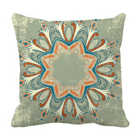 ABPHQTO Colorful Grunge Mandala Pillow Case Pillow Cover Pillow Protector Two Sides For Couch Bed 18x18 Inch