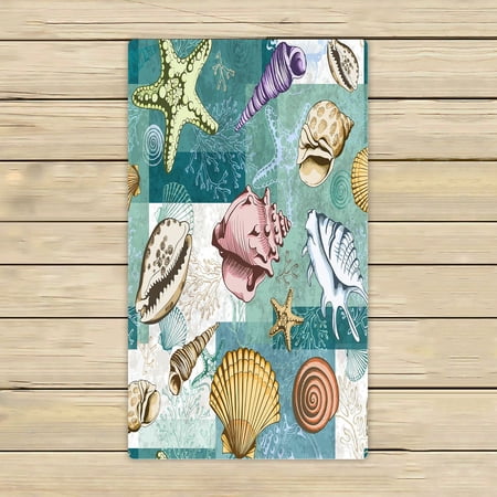 ABPHQTO Colorful Layered Pattern With Seashells Corals And Starfishes Towels,Beach Bath Pool Sprot Travel Hand Spa Towel 16x28 Inch
