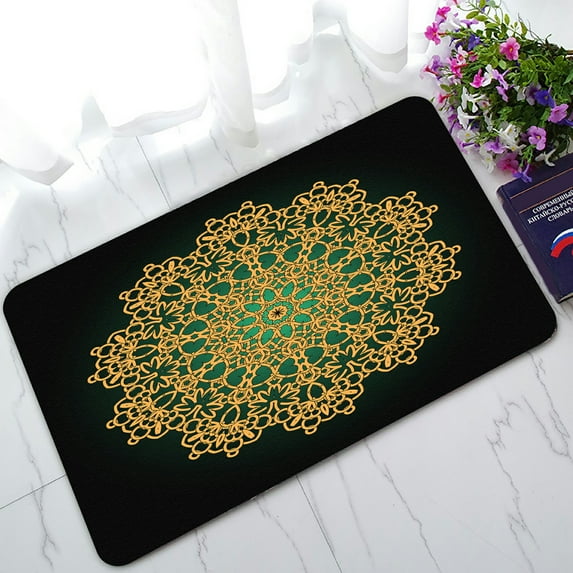 ABPHQTO Colorful Mandala Golden Flowe Doormat Entrance Rug Area Rug Floor Mat Home Decor 30x18 Inch
