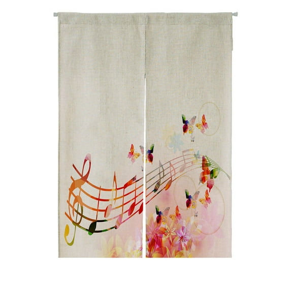 ABPHQTO Colorful Music Japanese Noren Curtain Doorway Door Window Treatment Curtains Cotton Linen Curtain 85x120 cm