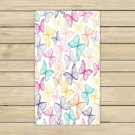 ABPHQTO Colorful Outline Butterflies Spring Summer Towels Beach Bath Pool Sprot Travel Hand Spa Towel 16x28 Inch