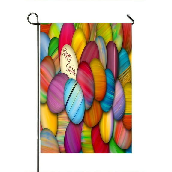 ABPHQTO Colorful Painted Easter Eggs On A Pile Home Outdoor Garden Flag House Banner Size 28x40 Inch