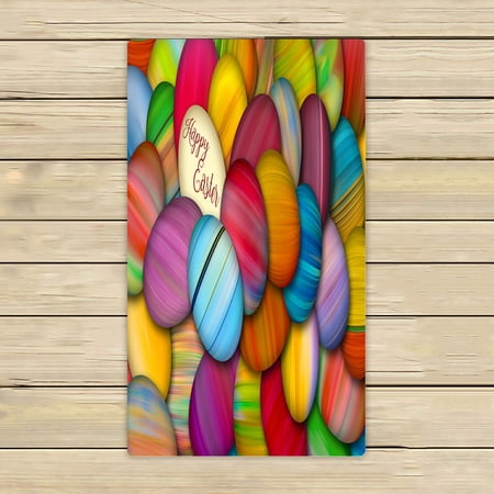 ABPHQTO Colorful Painted Easter Eggs On A Pile Towels,Beach Bath Pool Sprot Travel Hand Spa Towel 16x28 Inch