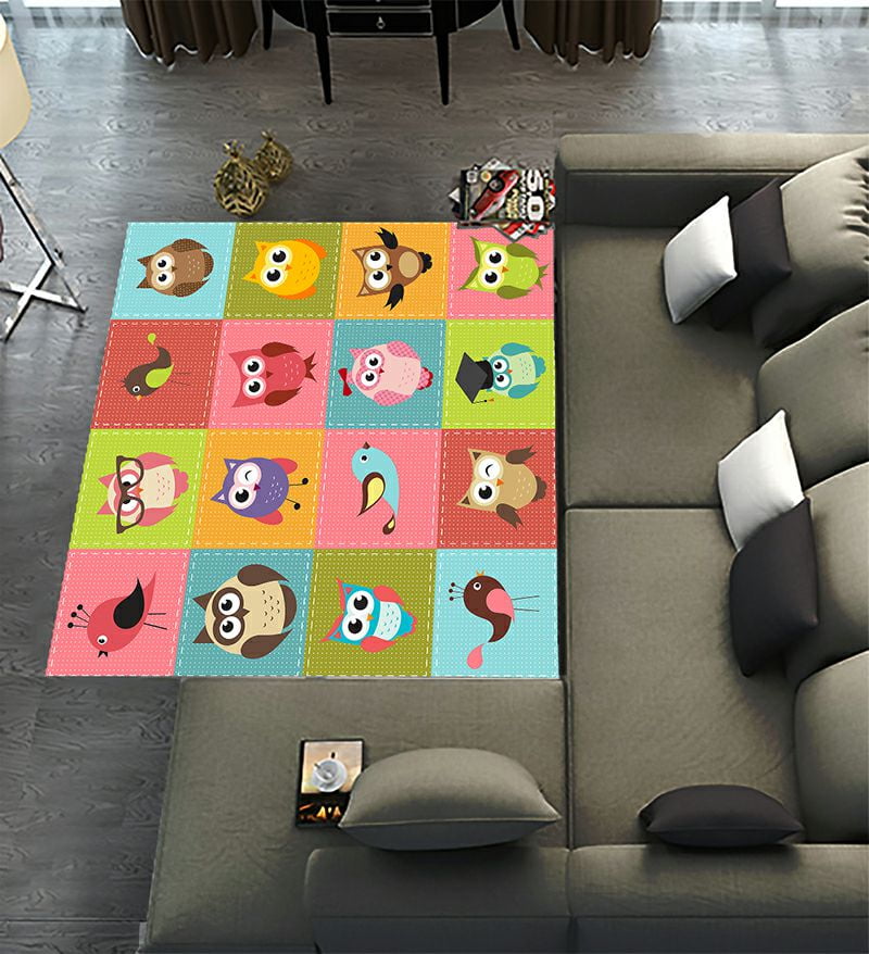 ABPHQTO Colorful Patchwork Owls Area Rugs 5 x 6ft Floor Carpet Mat for