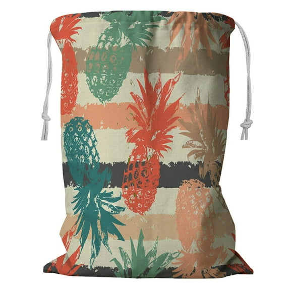 ABPHQTO Colorful Pineapple Storage Basket Laundry Bag with Drawstring 18x24 Inch