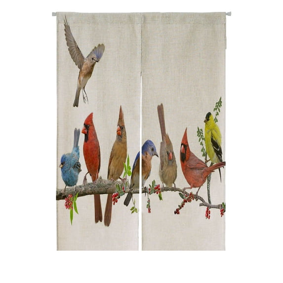 ABPHQTO Colorful Songbird Celebration Japanese Noren Curtain Doorway Door Window Treatment Curtains Cotton Linen Curtain 85x120 cm