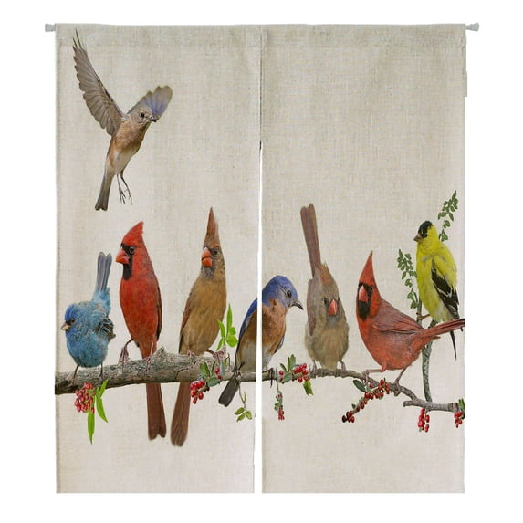 ABPHQTO Colorful Songbird Celebration Japanese Noren Curtain Doorway Door Window Treatment Curtains Cotton Linen Curtain 85x150 cm