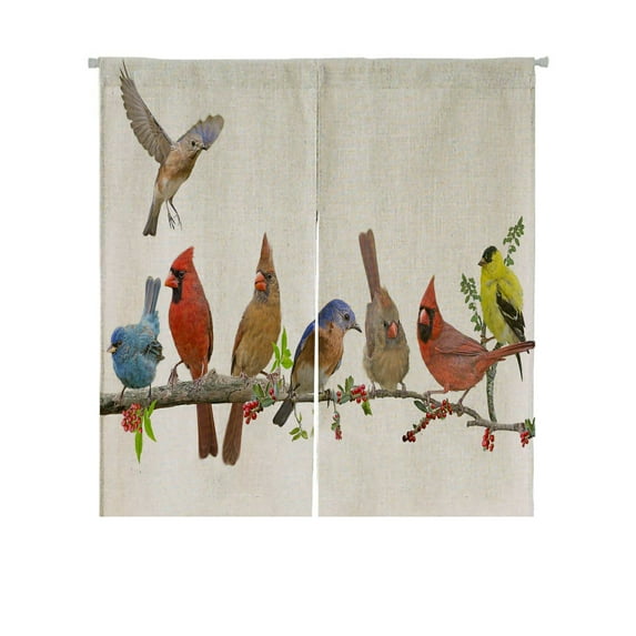 ABPHQTO Colorful Songbird Celebration Japanese Noren Curtain Doorway Door Window Treatment Curtains Cotton Linen Curtain 85x90 cm
