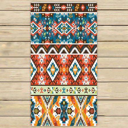 ABPHQTO Colorful Tribal Style Towels,Beach Bath Pool Sprot Travel Hand Spa Towel 30x56 Inch