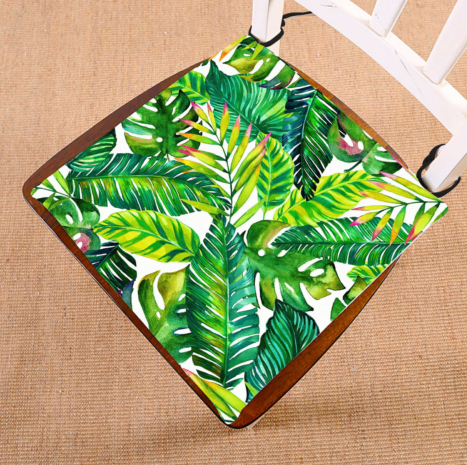 Abphqto Colorful Tropical Leaves Exotic Plants Chair Pad Seat Cushion