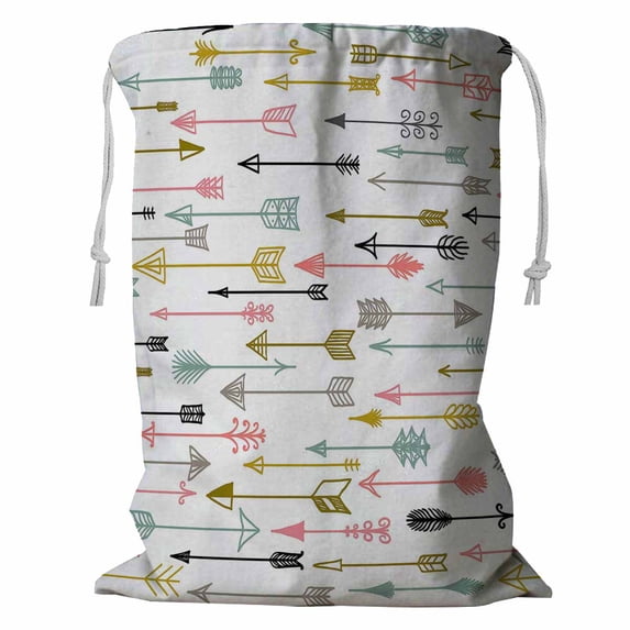 ABPHQTO Colorful White Storage Basket Laundry Bag with Drawstring 18x24 Inch