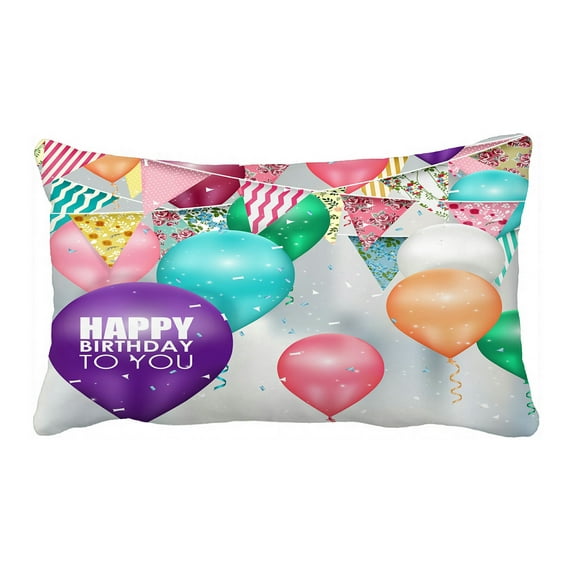 ABPHQTO Colors Balloons Happy Birthday Pillow Case Pillow Cover Pillow Protector Two Sides For Couch Bed 20x30 Inch