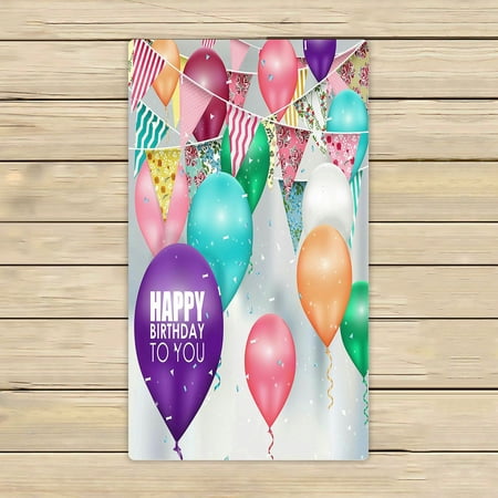 ABPHQTO Colors Balloons Happy Birthday Towels Beach Bath Pool Sprot Travel Hand Spa Towel 16x28 Inch