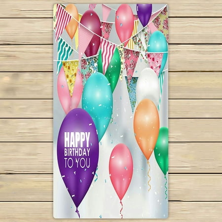 ABPHQTO Colors Balloons Happy Birthday Towels Beach Bath Pool Sprot Travel Hand Spa Towel 30x56 Inch