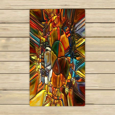ABPHQTO Composed Virtual Stained Glass Fragments Towels Beach Bath Pool Sprot Travel Hand Spa Towel 16x28 Inch