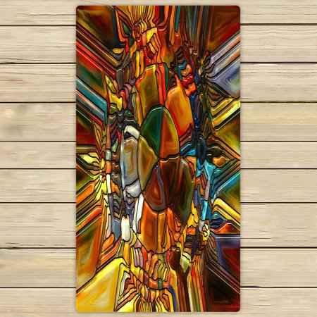 ABPHQTO Composed Virtual Stained Glass Fragments Towels Beach Bath Pool Sprot Travel Hand Spa Towel 30x56 Inch