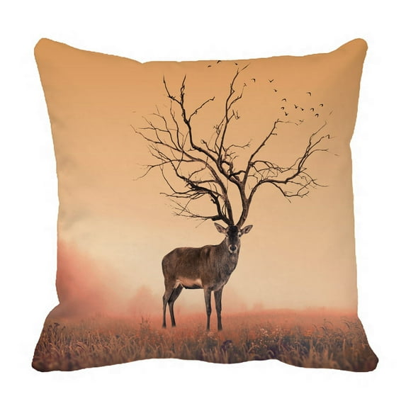 ABPHQTO Conceptual Deer Stag Dry Tree As Red Deer Stag Pillow Case Pillow Cover Pillow Protector Two Sides For Couch Bed 20x20 Inch