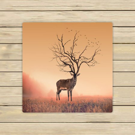 ABPHQTO Conceptual Deer Stag Dry Tree As Red Deer Stag Towels Beach Bath Pool Sprot Travel Hand Spa Towel 13x13 Inch