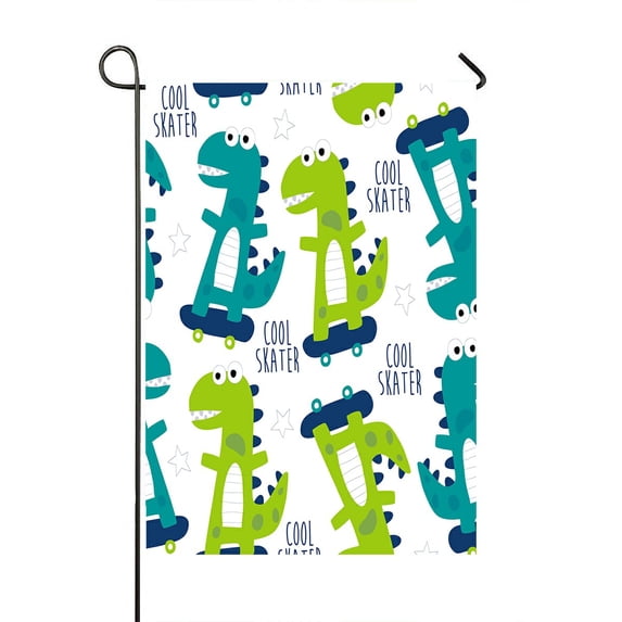 ABPHQTO Cool Skater Dinosaur Home Outdoor Garden Flag House Banner Size 28x40 Inch