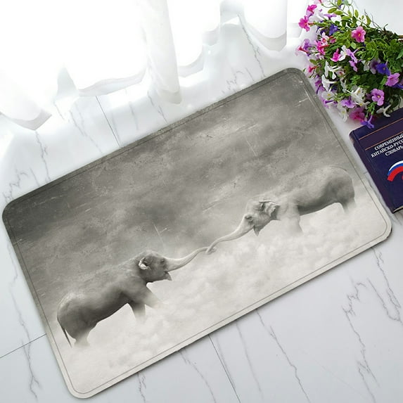 ABPHQTO Couple Of Elephants Who Keeps With Trunks Lovers Doormat Entrance Rug Area Rug Floor Mat Home Decor 30x18 Inch