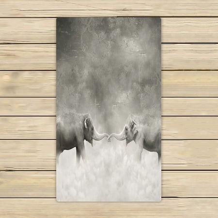 ABPHQTO Couple Of Elephants Who Keeps With Trunks Lovers Towels Beach Bath Pool Sprot Travel Hand Spa Towel 16x28 Inch