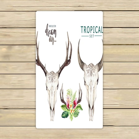 ABPHQTO Cow Skull Tropic Palm Leaves Towels Beach Bath Pool Sprot Travel Hand Spa Towel 16x28 Inch