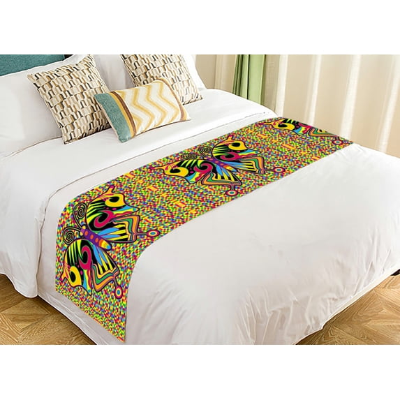 ABPHQTO Crazy Abstract Butterfly Bed Runner Bedding Scarf Bed Decoration 20x95 inch