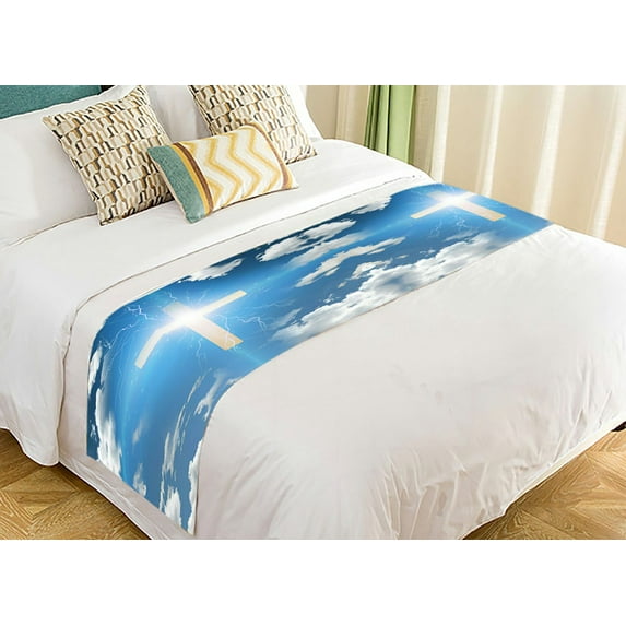 ABPHQTO Cross Abstract With Electric Arcs Bed Runner Bedding Scarf Bed Decoration 20x95 inch