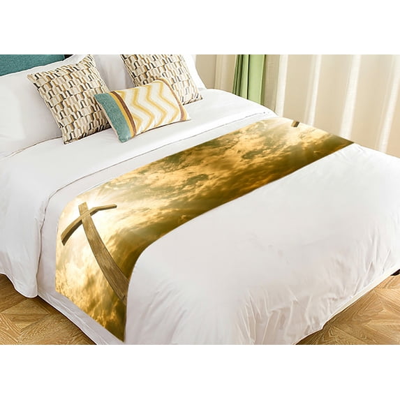 ABPHQTO Cross Against The Sky Bed Runner Bedding Scarf Bed Decoration 20x95 inch