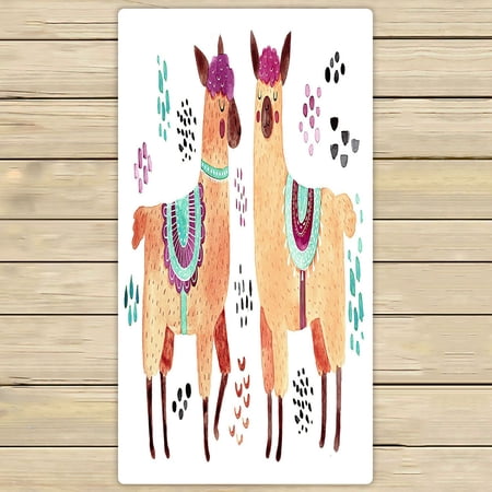 ABPHQTO Cute Animal Drawing Llamas Alpacas Clip Art Towels Beach Bath Pool Sprot Travel Hand Spa Towel 30x56 Inch