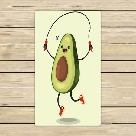 ABPHQTO Cute Avocado Cartoon Character Makes The Jump Rope Exercises Towels Beach Bath Pool Sprot Travel Hand Spa Towel 16x28 Inch