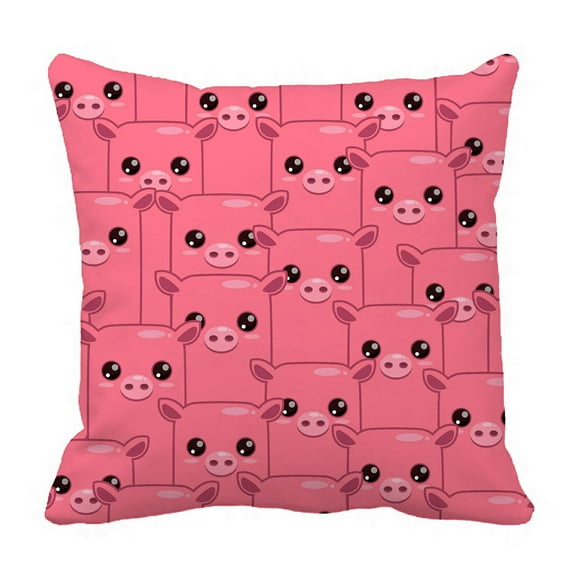 ABPHQTO Cute Cartoon Pink Pigs Pillow Case Pillow Cover Pillow Protector Two Sides For Couch Bed 16x16 Inch