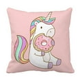 thumbnail image 1 of ABPHQTO Cute Cartoon Unicorn Eating Tasty Donuts Pillow Case Pillow Cover Pillow Protector Two Sides For Couch Bed 18x18 Inch, 1 of 1