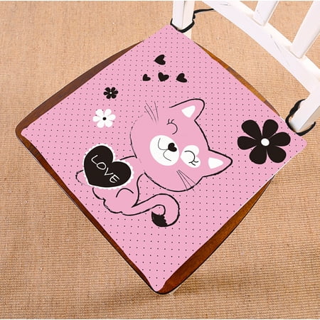 ABPHQTO Cute Cat Polka Dots Chair Pad Seat Cushion Chair Cushion Floor Cushion Two Sides Printing 16x16 Inch