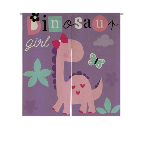 ABPHQTO Cute Dinosaur Girl Japanese Noren Curtain Doorway Door Window Treatment Curtains Cotton Linen Curtain 85x150 cm