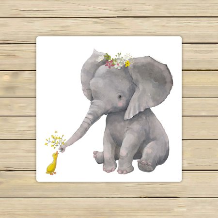 ABPHQTO Cute Elephant With Floral Wreath And Little Duck Towels Beach Bath Pool Sprot Travel Hand Spa Towel 13x13 Inch