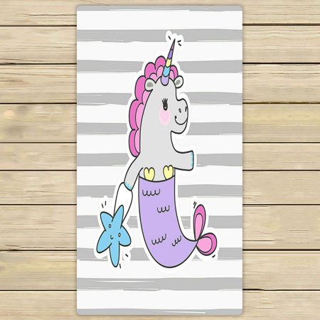 ABPHQTO Cute Fairy Unicorn Mermaid Tail And A Rainbow Mane Towels Beach Bath Pool Sprot Travel Hand Spa Towel 30x56 Inch