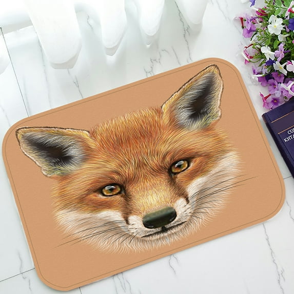 ABPHQTO Cute Fluffy Face Forest Fox Doormat Entrance Rug Area Rug Floor Mat Home Decor 23.5x16.7 Inch