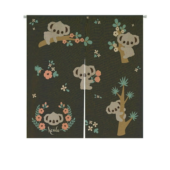 ABPHQTO Cute Koala Japanese Noren Curtain Doorway Door Window Treatment Curtains Cotton Linen Curtain 105x120 cm