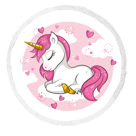 ABPHQTO Cute Magical Unicorn Beach Towel Beach Blanket with Tassels Beach Throw Towel Yoga Mat Picnic Blanket