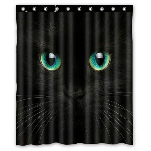 ABPHQTO Cute Muzzle Of A Black Cat Closeup Waterproof Polyester Shower Curtain and Hooks For Home Decor 60x72 Inch