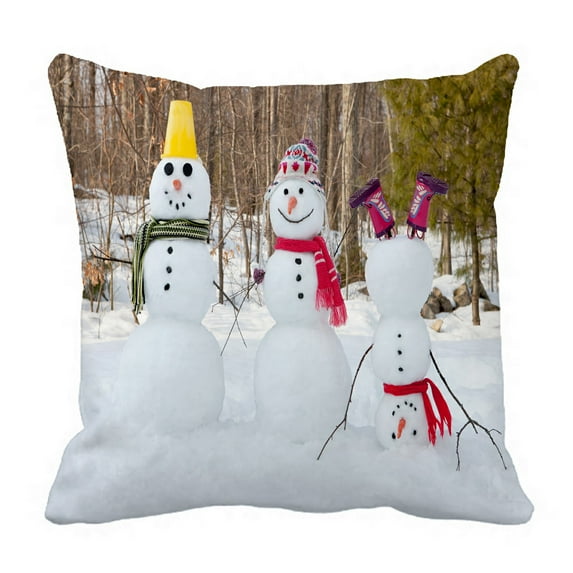 ABPHQTO Cute Snowmen Scarf Forest Pillow Case Pillow Cover Pillow Protector Two Sides For Couch Bed 18x18 Inch