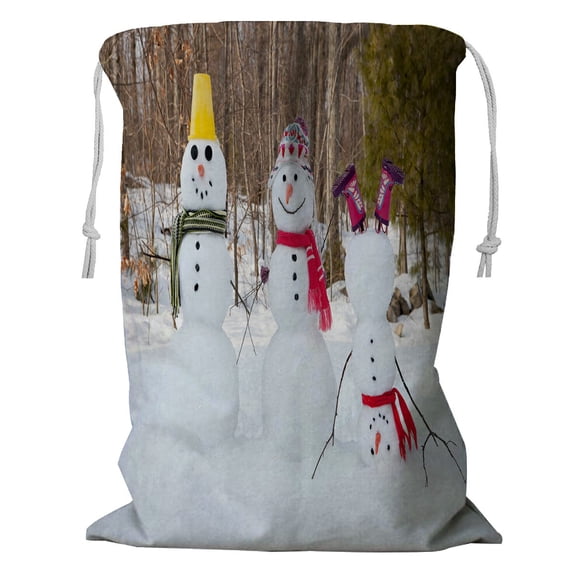 ABPHQTO Cute Snowmen Scarf Forest Storage Basket Laundry Bag with Drawstring 18x24 Inch