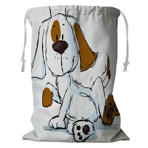 ABPHQTO Cute Spotty Dog Cartoon Black Sketch Storage Basket Laundry Bag with Drawstring 24x32 Inch