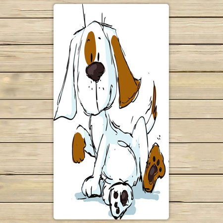 ABPHQTO Cute Spotty Dog Cartoon Black Sketch Towels,Beach Bath Pool Sprot Travel Hand Spa Towel 30x56 Inch
