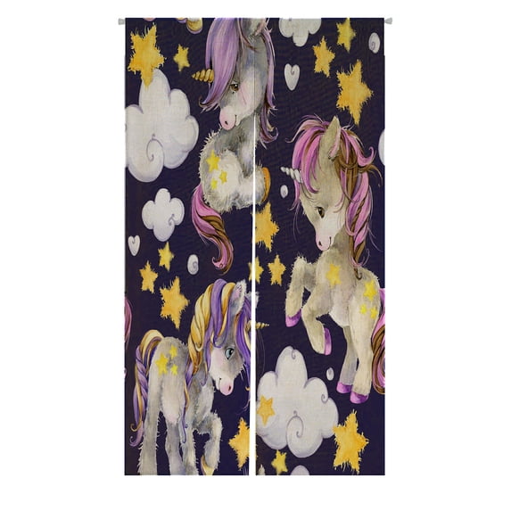 ABPHQTO Cute Unicorn Japanese Noren Curtain Doorway Door Window Treatment Curtains Cotton Linen Curtain 85x150 cm