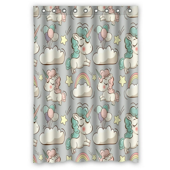 ABPHQTO Cute Unicorns Clouds Rainbow Stars Magic Waterproof Polyester Shower Curtain and Hooks For Home Decor 48x72 Inch